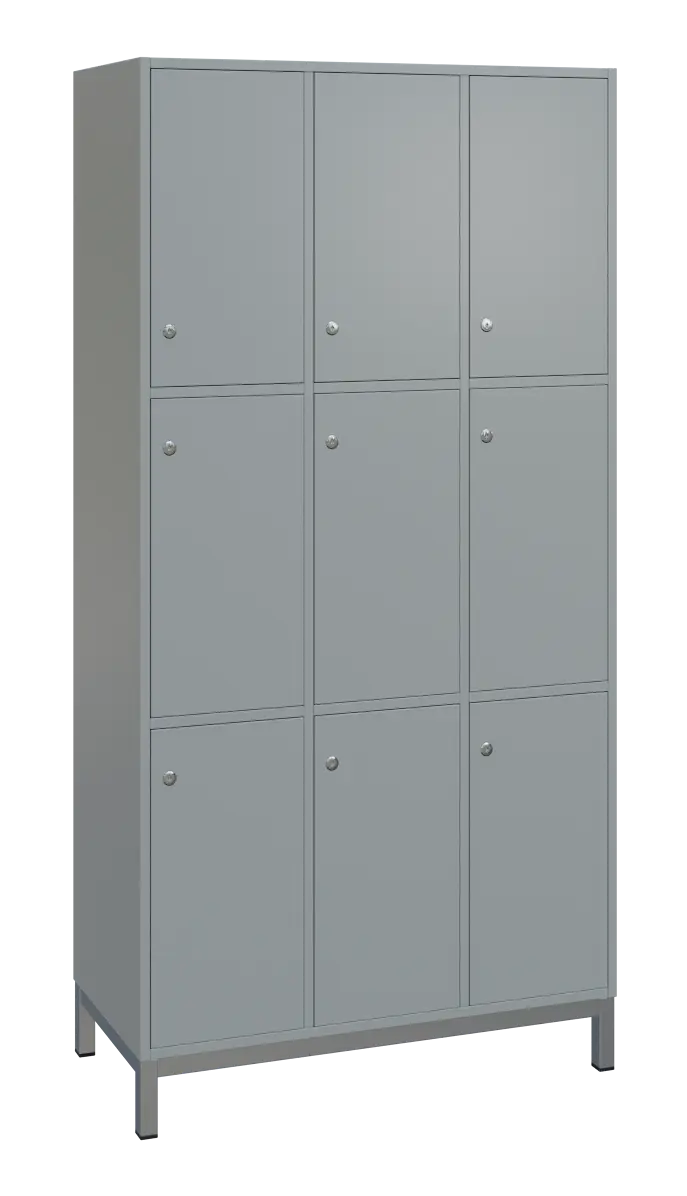 SBS-3333 šatní skříň 9-boxová, 1800x900x400 mm, kovové nohy, šedá